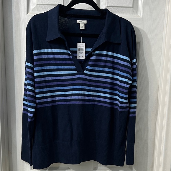 L.L. Bean Sweaters - L.L. Bean Striped Collared Knit Sweater – NWT – Size Large